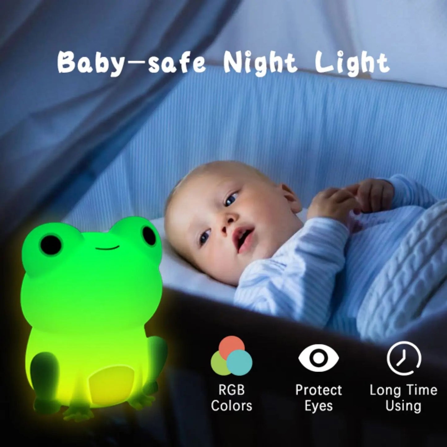HomeBedBath™ Frog Night Light for Kids – Soft Silicone Lamp with Timer and Adjustable Brightness