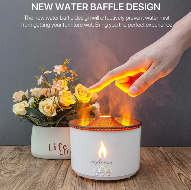 HomeBedBath™️ Volcano Flame Air Humidifier & Aroma Diffuser