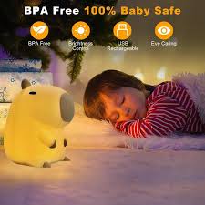 Limited💓HomeBedBath™ Capybara Kids Night Light – Cute Silicone Lamp with Touch Sensor and Timer Function