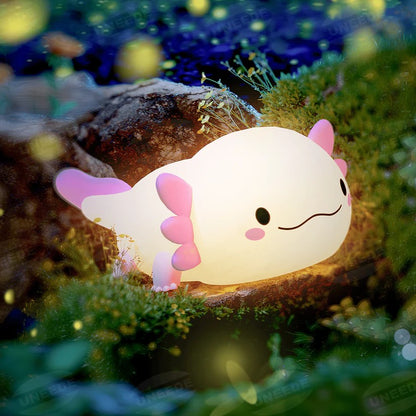 Limited💓 HomeBedBath™ Axolotl Kids Night Light – Portable Silicone Lamp with Adjustable Brightness