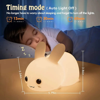 Limited💓HomeBedBath™ RGB Rabbit Kids Night Light – Silicone Lamp with Remote Control and Adjustable Colors