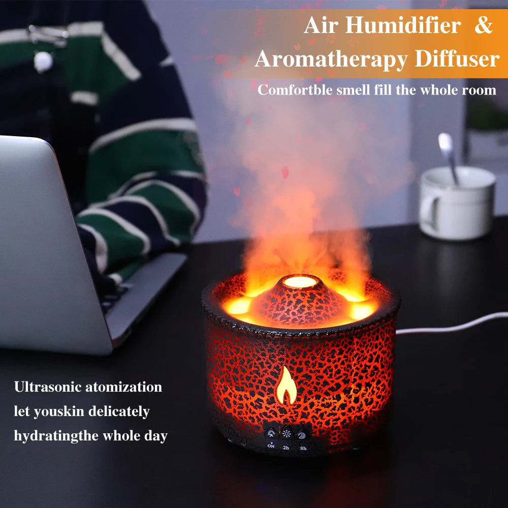 HomeBedBath™️ Volcano Flame Air Humidifier & Aroma Diffuser