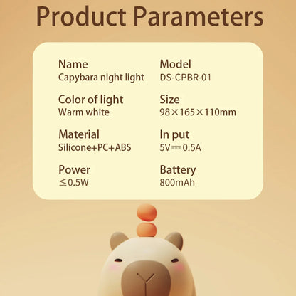 Limited💓HomeBedBath™ Capybara Kids Night Light – Cute Silicone Lamp with Touch Sensor and Timer Function