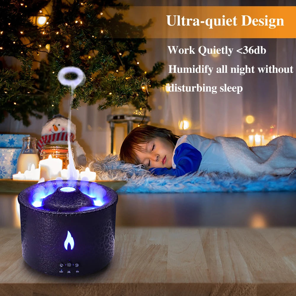 HomeBedBath™️ Volcano Flame Air Humidifier & Aroma Diffuser