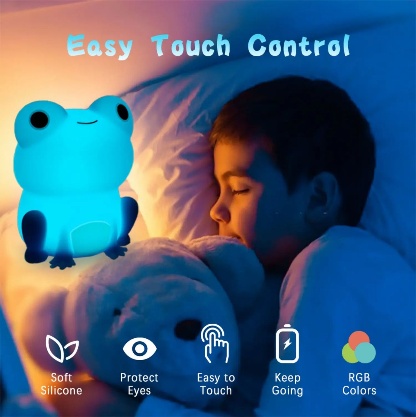 HomeBedBath™ Frog Night Light for Kids – Soft Silicone Lamp with Timer and Adjustable Brightness