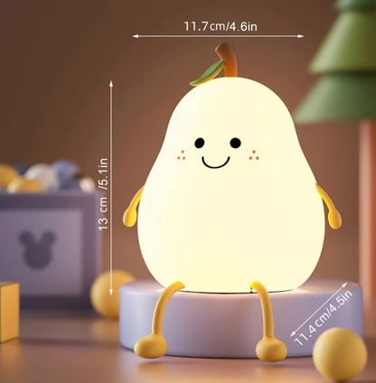 Limited💓 Pear Kids Night Light – Soft Silicone Lamp with Adjustable Brightness for Nursery