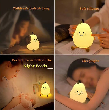 Limited💓 Pear Kids Night Light – Soft Silicone Lamp with Adjustable Brightness for Nursery