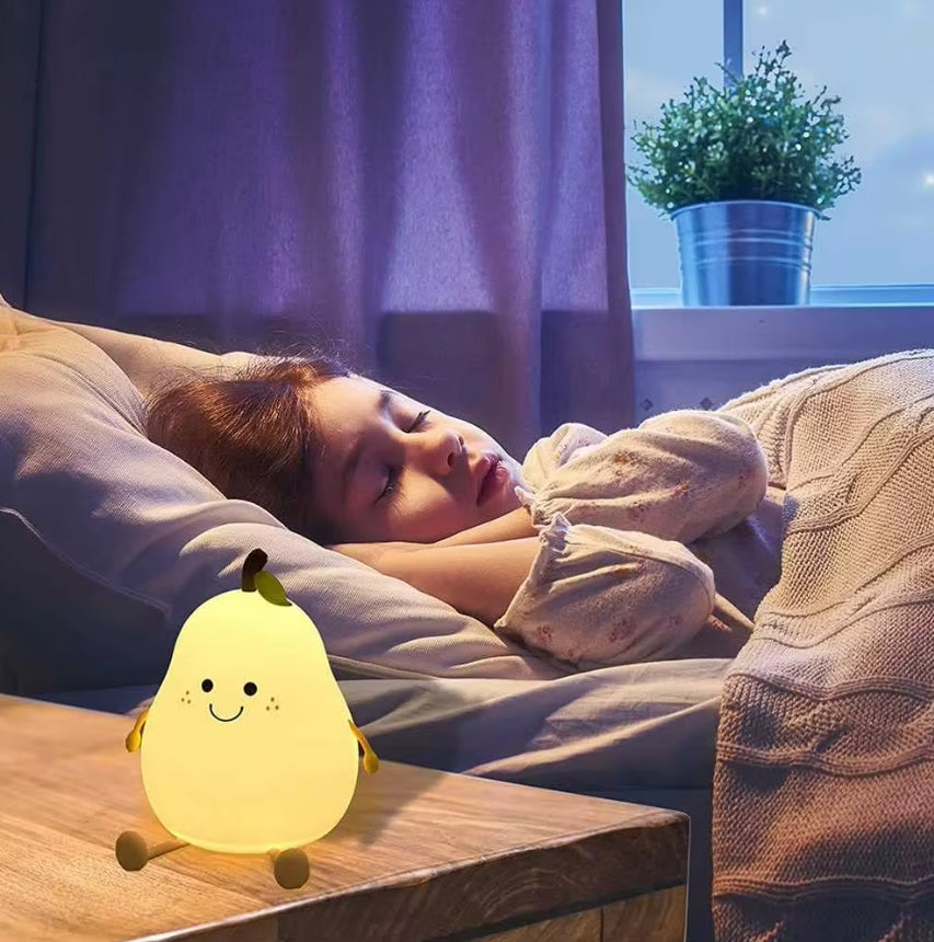 Limited💓 Pear Kids Night Light – Soft Silicone Lamp with Adjustable Brightness for Nursery