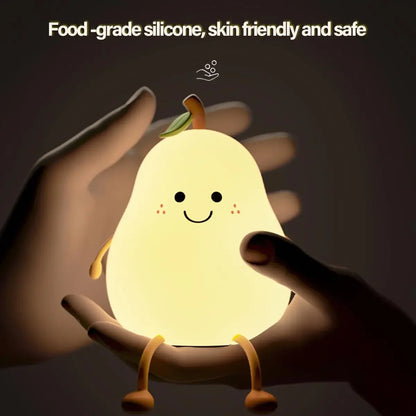 Limited💓 Pear Kids Night Light – Soft Silicone Lamp with Adjustable Brightness for Nursery