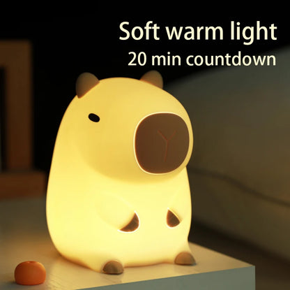 Limited💓HomeBedBath™ Capybara Kids Night Light – Cute Silicone Lamp with Touch Sensor and Timer Function