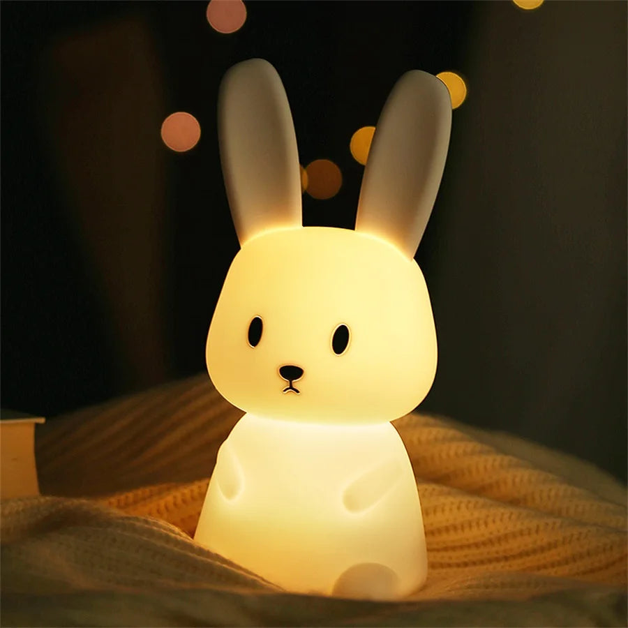 HomeBedBath™ Rabbit Kids Night Light – Silicone Lamp for Bedroom with USB Rechargeable